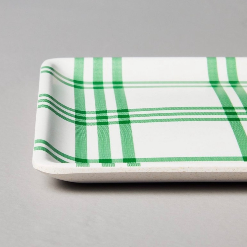 Hearth & Hand Magnolia Tri-Stripe Plaid Square Melamine Appetizer Plates 4ct - Picture 3 of 8